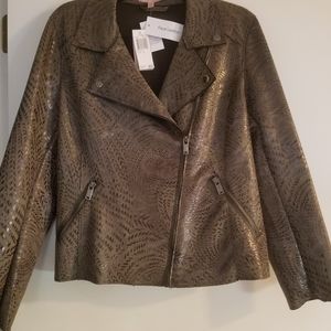 Philosophy Faux Leather Jacket Sz L Green Leaf